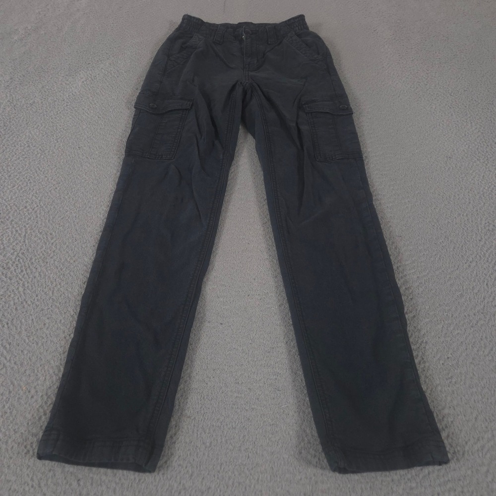 American Eagle Pants Womens 000 Black Straight Leg Cargo Stretch Utility Pockets